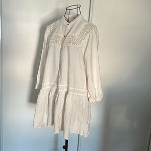 Zara Cream Lace Button Up Dress Size XS